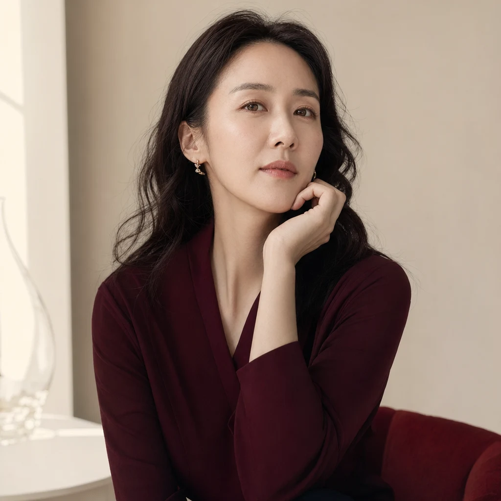 30대 후반 한국 여성의 건강한 실제 피부 결 — 본격 안티에이징을 시작하는 시점의 자연스러운 아름다움