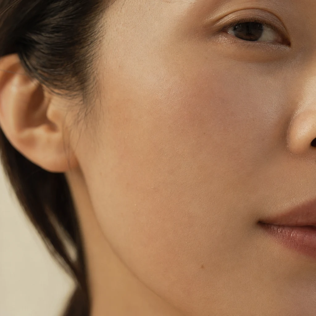 시술 후 3일차의 회복 중인 결을 보여주는 매크로 — 미세 딱지가 자연스럽게 형성된 정상 단계