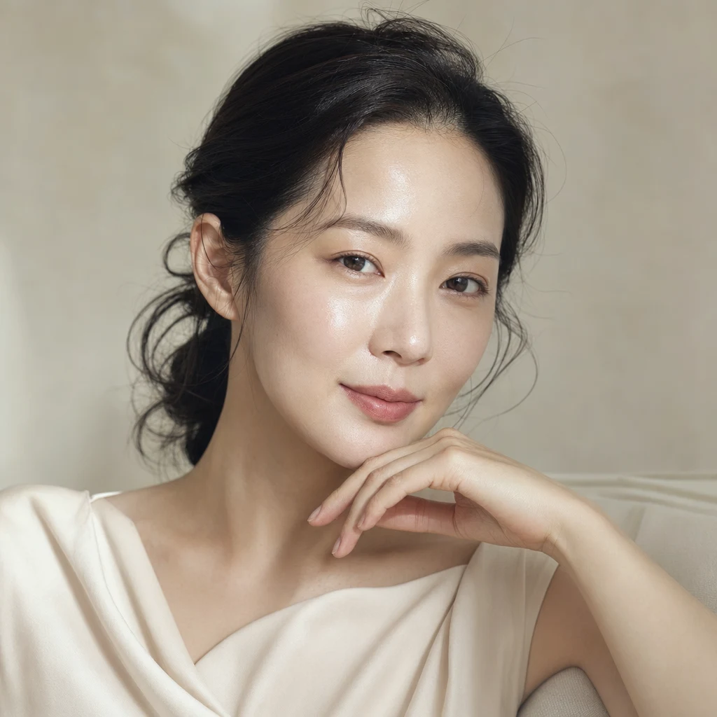 시술 1주일 후의 정돈된 결을 보여주는 클로즈업 포트레이트 — 24시간 관리가 만든 안정