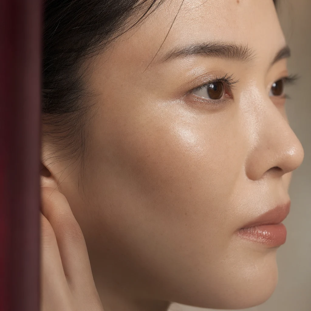 회복기를 거쳐 톤이 정리된 광대 부위의 매끈한 결 — 떼지 않고 기다린 결과