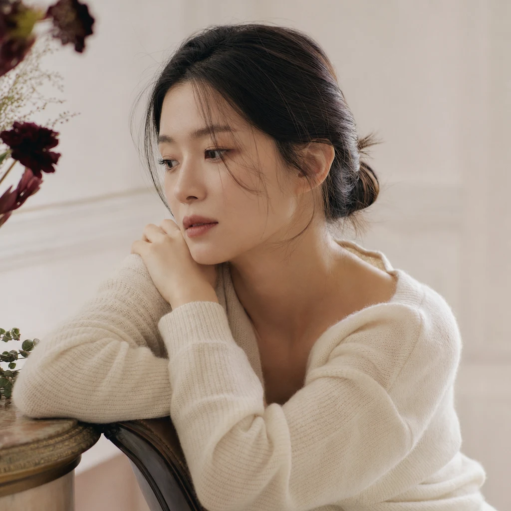 크림색 니트를 입은 20대 후반 신부의 차분한 표정 — 6개월의 페이스를 고민하는 진단 시기