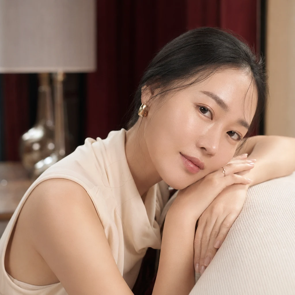 자연스럽게 회복된 결의 클로즈업 포트레이트 — 8주의 단순한 루틴이 만든 차분한 안정감